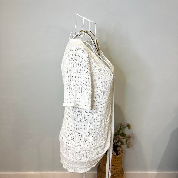 Cute vintage y2k white cinched crochet babydoll bolero blouse top - Picture 5 of 7